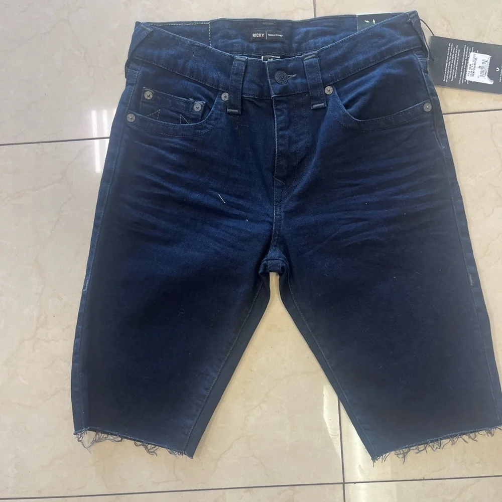 Sz 30 true religion jean shorts navy blue